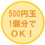 500円玉1個分でＯＫ！